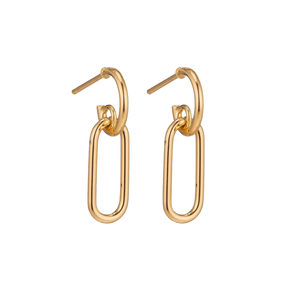 Noor Dangled Earrings i 18K forgylt messing med elegant, hengende og oval form.